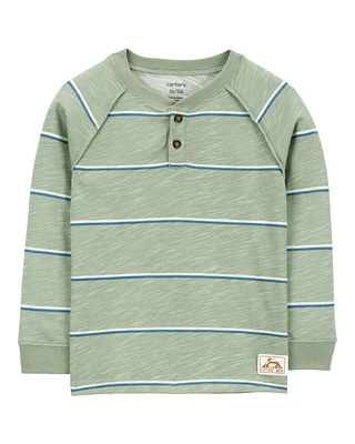 Baby Striped Cotton Blend Long-Sleeve Henley