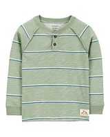 Baby Striped Cotton Blend Long-Sleeve Henley