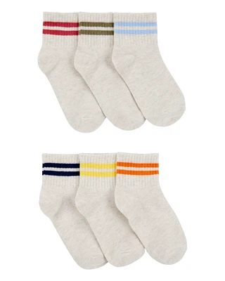 Kid 6-Pack Striped Ankle Socks - Cream