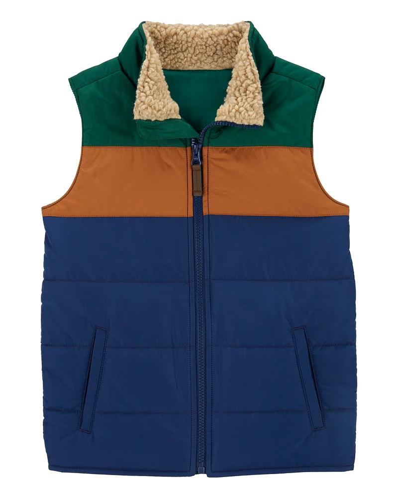 Kid Colourblock Zip-Up Puffer Vest