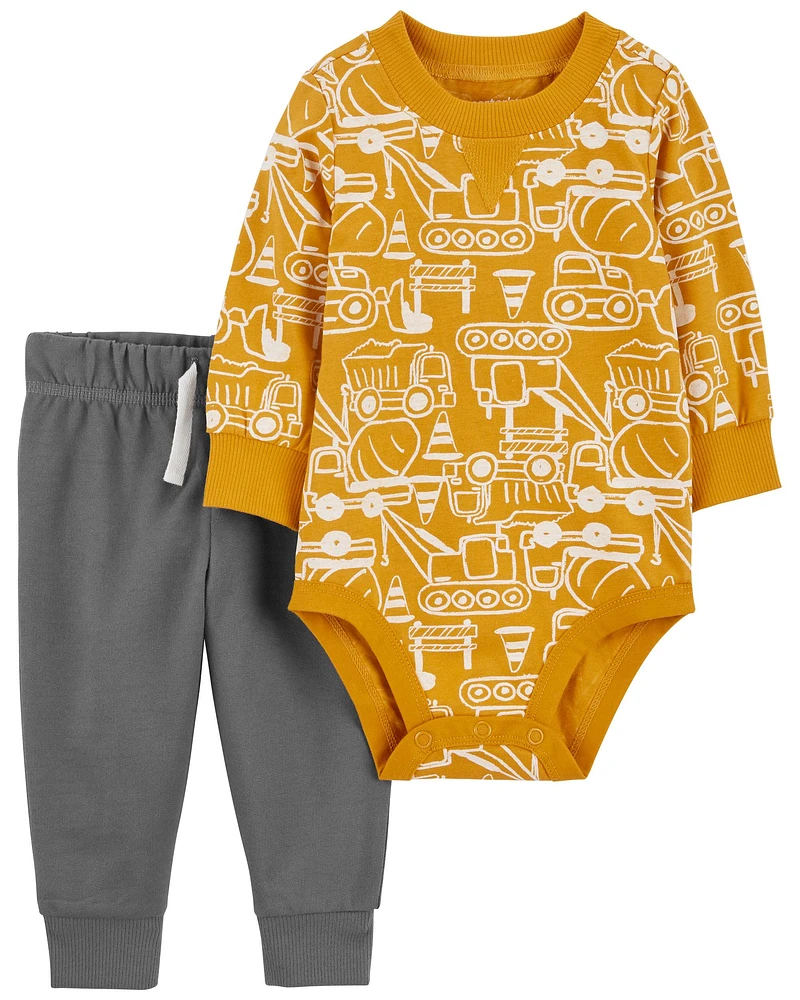 2-Piece Construction Bodysuit Pant Set