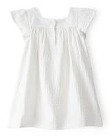 Toddler Solid Flutter-Sleeve Dress - White