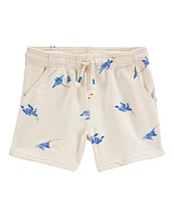 Toddler Sea Print Pull-On French Terry Shorts - Ivory
