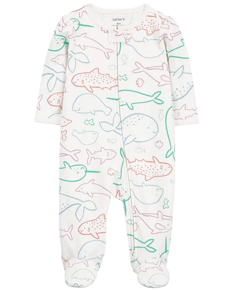 Baby Whale Zip-Up Sleeper Pyjamas