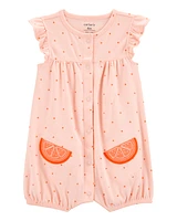 Baby Cotton Short-Sleeve Romper - Orange