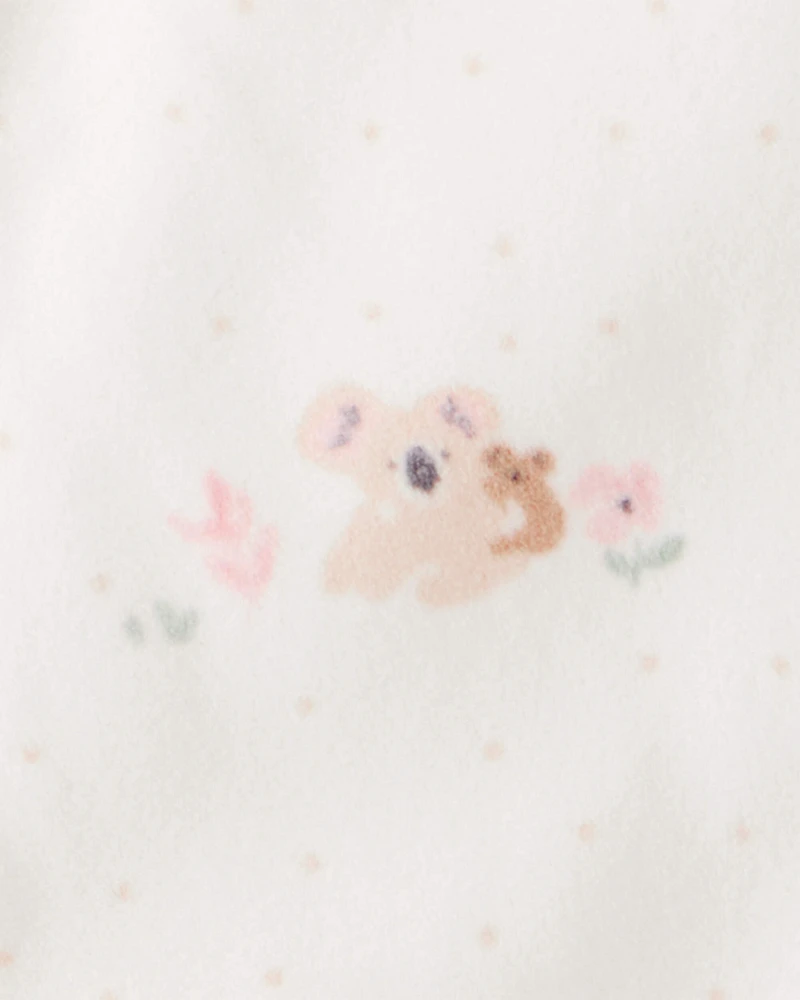 Baby Koala Print Loose Fit Long-Sleeve Wearable Blanket - White
