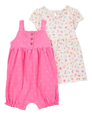 Baby Girl 2-Piece Dress & Romper Set