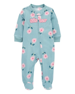 Baby Little Sister Zip-Up Fleece Footie Sleeper Pyjamas