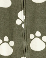 Baby 1-Piece Dog Print Fleece Footed PJs