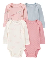 4-Pack Puppy Long Sleeve Bodysuits