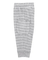 Baby 2-Piece Striped Waffle Knit Bodysuit Pant Set - Heather