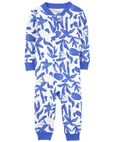 1-Piece Ocean Print 100% Snug Fit Cotton Footless Pyjamas