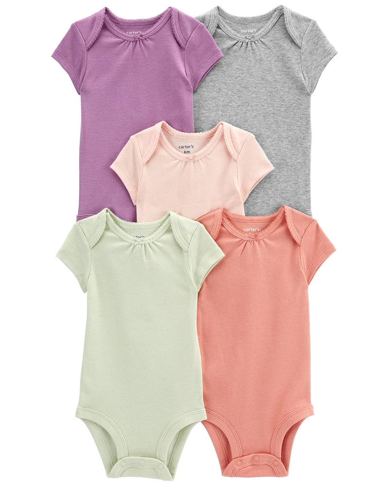 5-Pack Short-Sleeve Solid Bodysuits