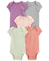 5-Pack Short-Sleeve Solid Bodysuits