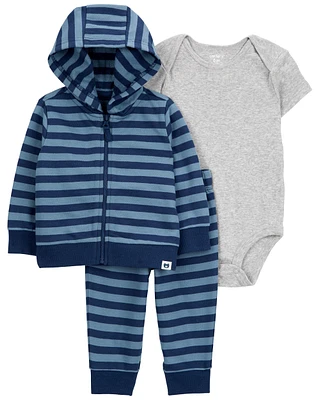 Baby 3-Piece Striped Little Cardigan Set