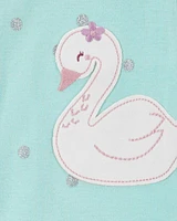 Toddler 1-Piece Swan Print 100% Snug Fit Cotton Footie Pyjamas