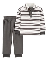 Toddler 2-Piece Striped Fleece Pullover & Pant Set