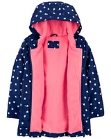 Kid Fleeced-Lined Heart Print Rain Jacket