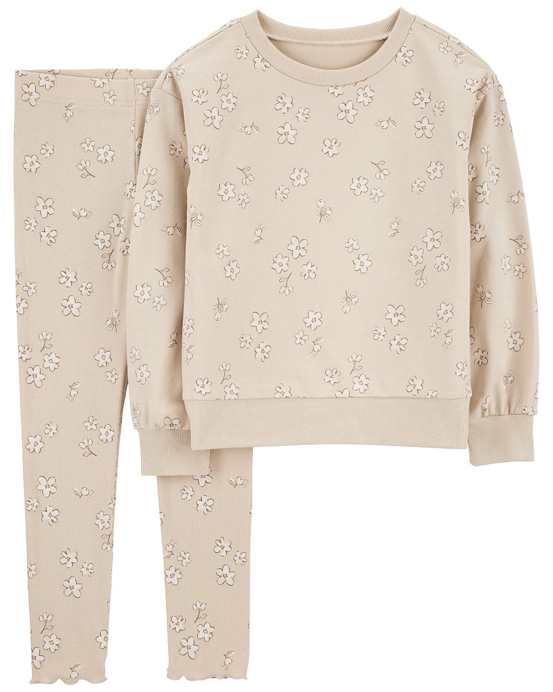 Kid 2-Piece Floral Pullover & Stretch Legging Set