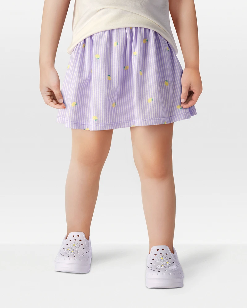Toddler Striped Lemon Print Skort - Purple