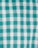 Baby Gingham Tank Romper - Green