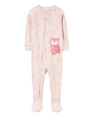 Toddler 1-Piece Owl Print 100% Snug Fit Cotton Footie Pyjamas