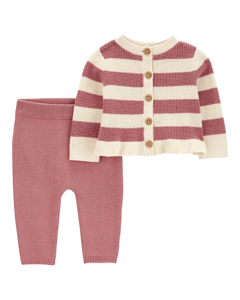 Baby 2-Piece Striped Cardigan & Pant Set