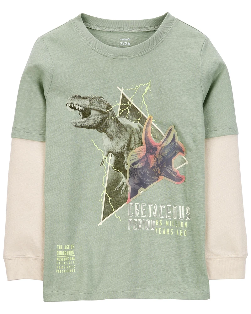 Dinosaur Cotton Blend Long-Sleeve Tee - Green