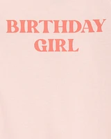 Baby Birthday Girl Short-Sleeve Bodysuit - Pink