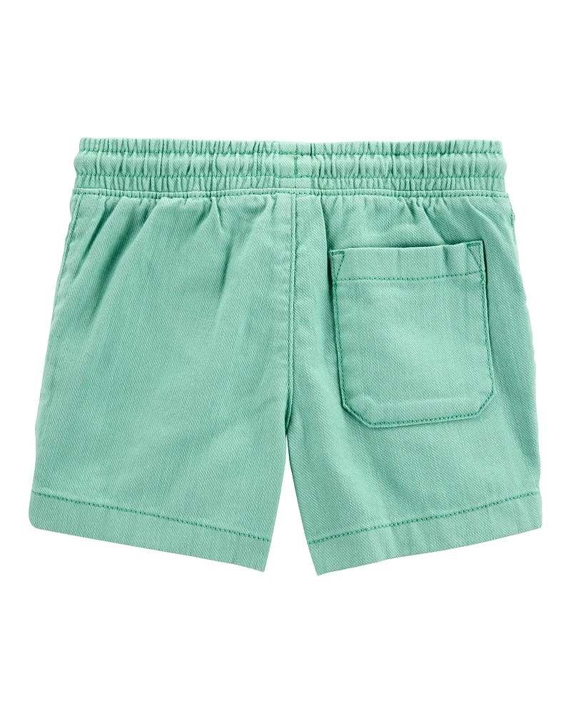 Baby Pull-On Twill Shorts - Turquoise