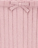 Baby Ribbed Sweater Knit Flare Pants - Pink