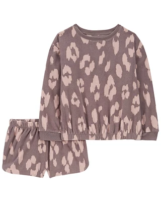 Kid 2-Piece Leopard Fleece Pyjamas