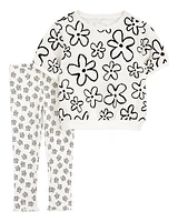 Baby 2-Piece Floral Top & Pant Set - White/Black