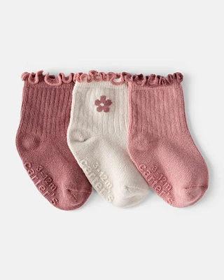 Baby 3-Pack Flowers Socks - Pink/White