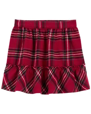 Plaid Twill Flannel Skirt