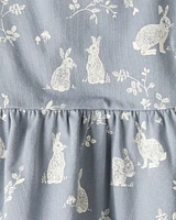 Toddler Organic Cotton Bunny-Print Dress