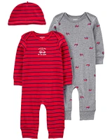 Baby Red Car 3-Piece Jumpsuit Set