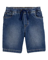 Kid Pull-On Denim Shorts - Navy