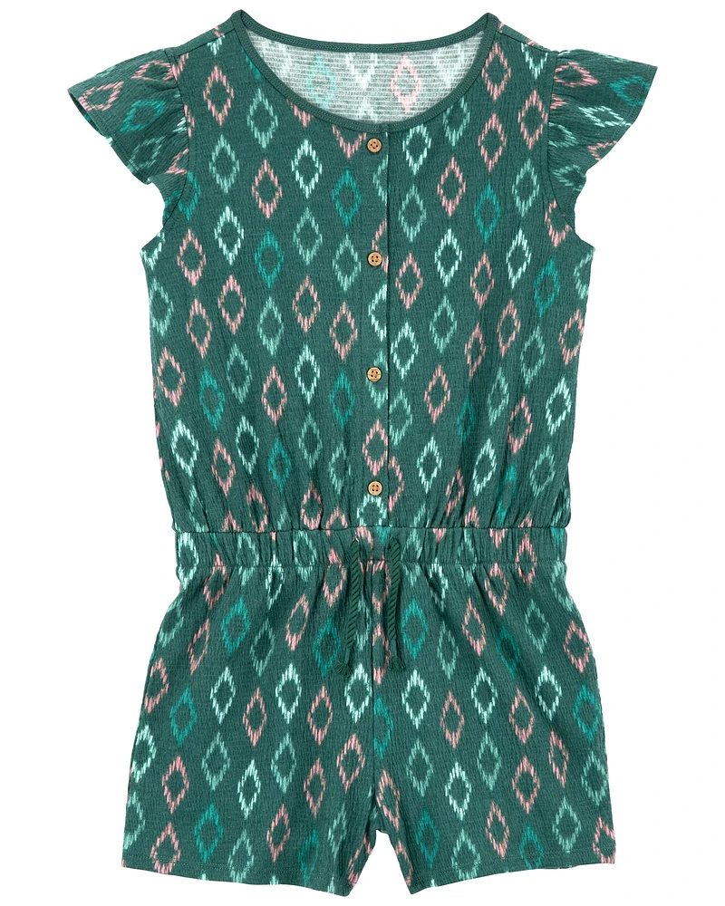 Geo Print Flutter Crinkle Jersey Romper