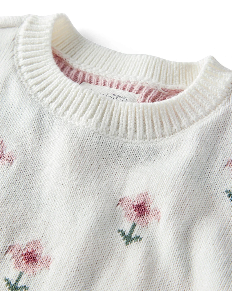 Baby 2-Piece Organic Cotton Sweater Knit Set Cosmos Garden Print