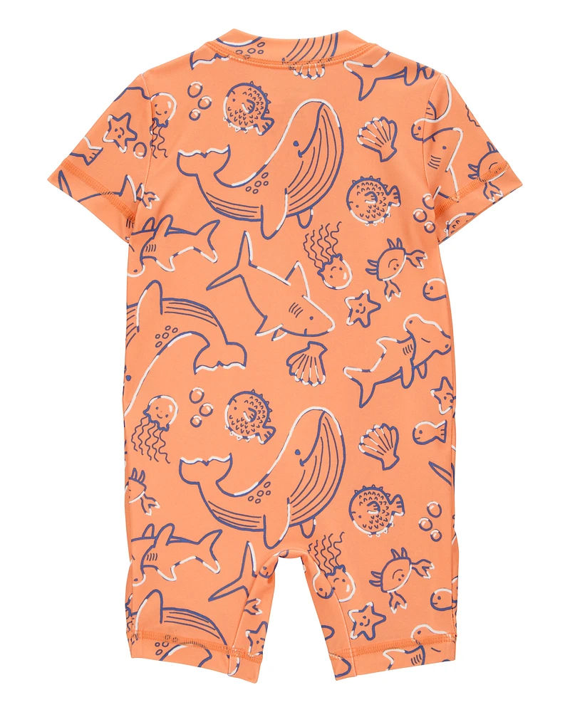 Baby 1-Piece Whale Print Rashguard
