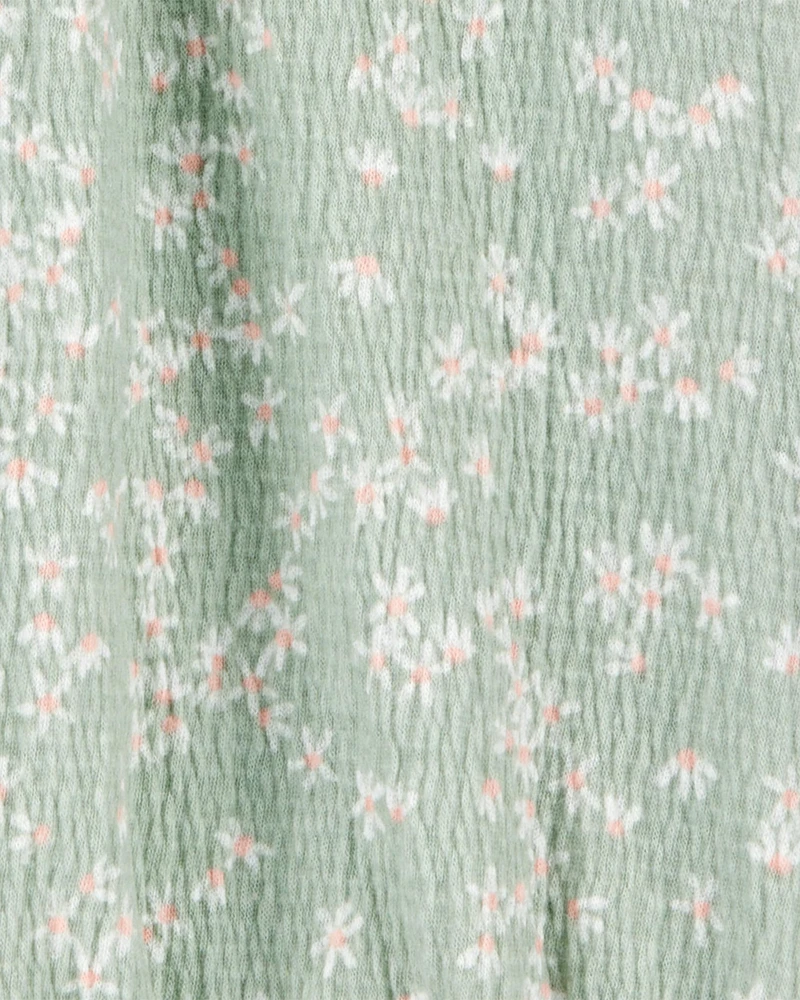 Kid Short-Sleeve Floral Fashion Top - Green