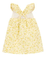 Baby Floral Flutter Dress -  Yellow
