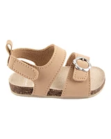 Baby Floral Buckle Faux Cork Sandals - Brown