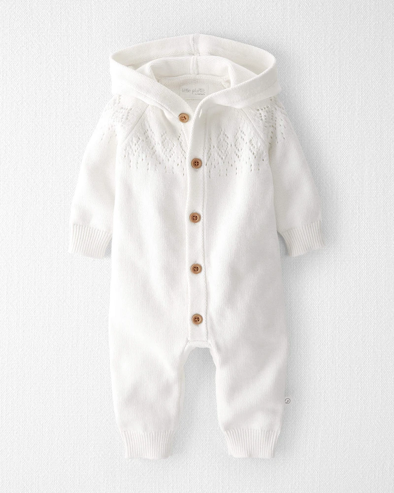 Baby Organic Cotton Sweater Knit Pointelle Jumpsuit