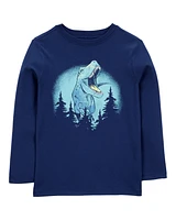 Kid Dinosaur Cotton Blend Long-Sleeve Tee - Blue