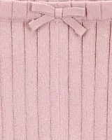 Baby Ribbed Sweater Knit Flare Pants - Pink