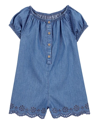 Toddler Button-Front Chambray Romper