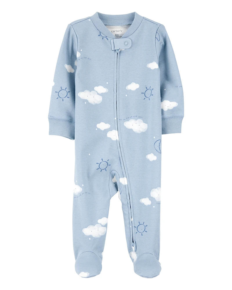 Baby Cloud Print 2-Way Zip Cotton Sleeper