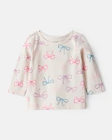 Baby Girl 3-Piece Bow Heart Print Long-Sleeve Dress Set - Orange